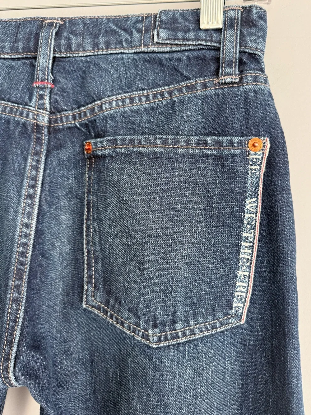 We The Free People Slim Shade Selvedge Straight Cuffed Jeans Deep Indigo 24